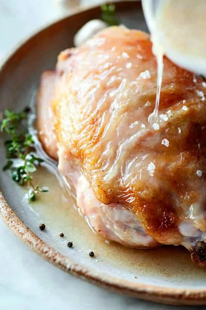 Delicious juicy brined chicken ready to be served.
