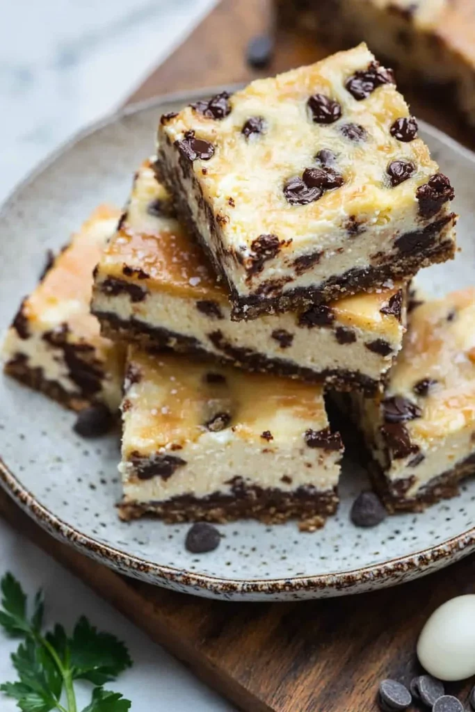 Delicious Keto Chocolate Chip Cheesecake Bars for a low-carb dessert
