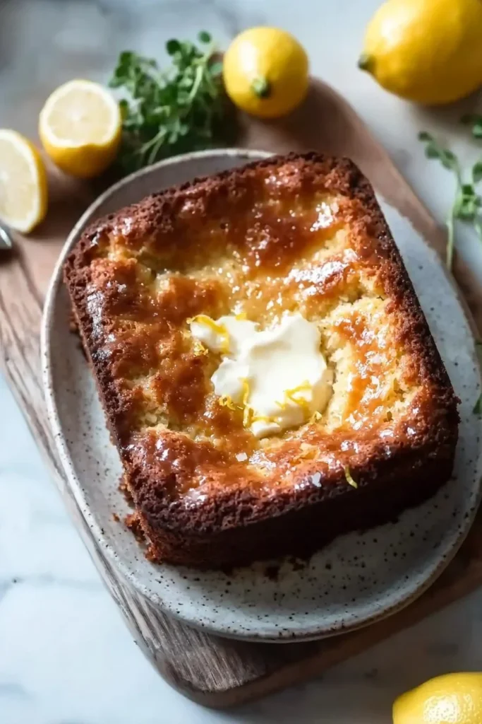 Keto Lemon Pound Cake with Cream Cheese on a plate