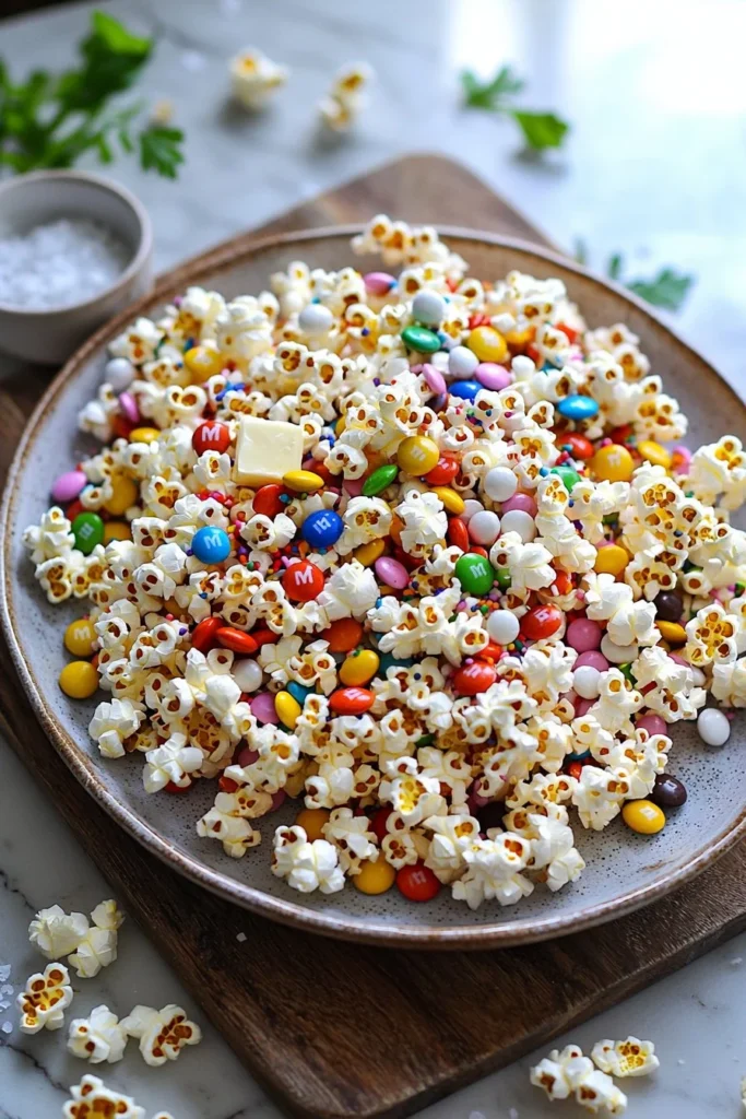 Colorful Loaded Rainbow Popcorn in a bowl, ideal for festive occasions.
