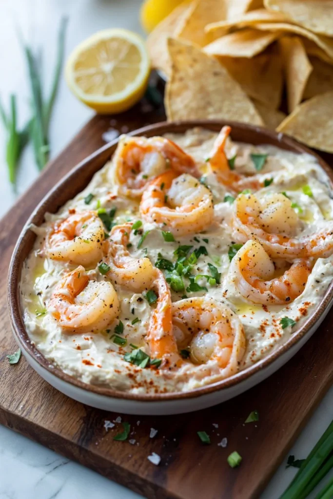 Delicious Maryland shrimp dip served in a bowl with crackers