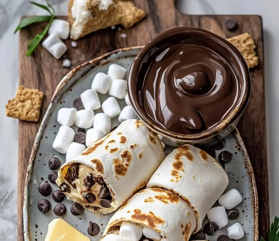 Delicious S'mores Roll-Ups with melted chocolate and marshmallows