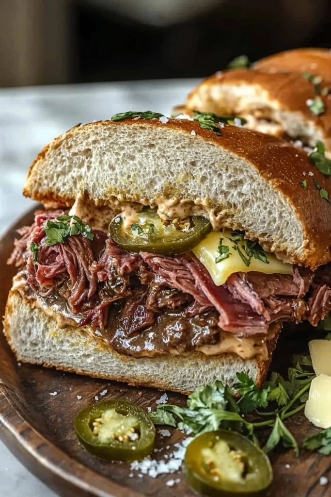 Delicious New Orleans Beef Sandwich with spices and tender beef