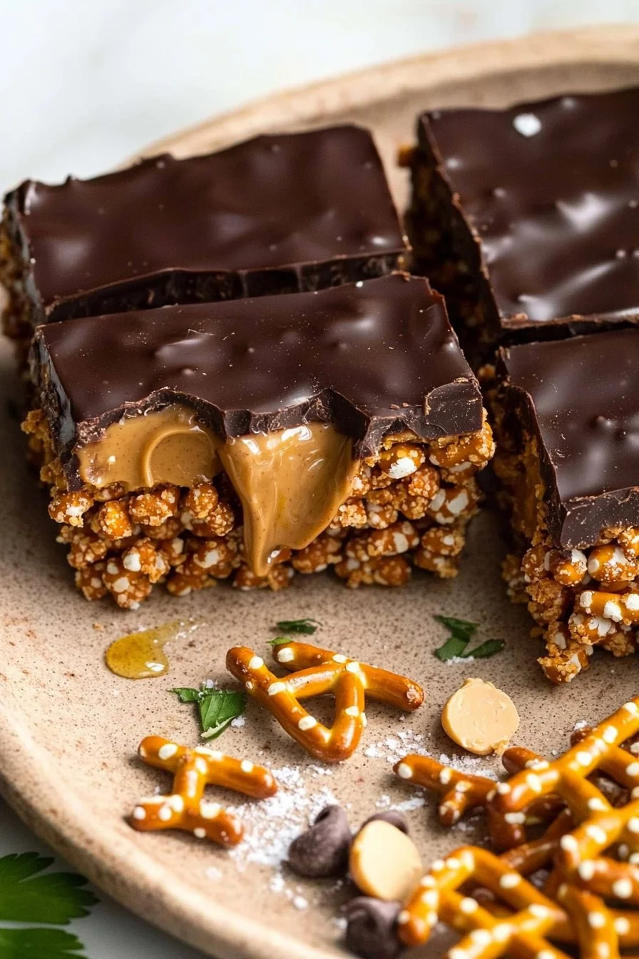 No-Bake Chocolate Pretzel Peanut Butter Squares