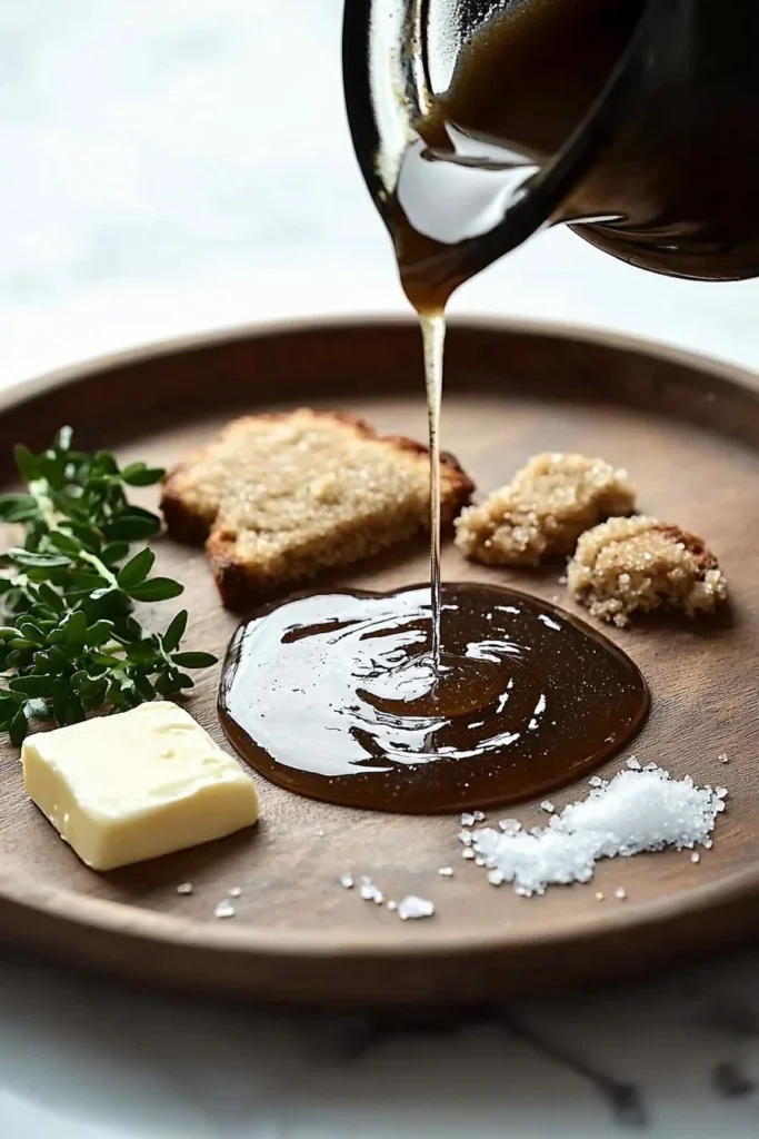Delicious old fashioned brown sugar glaze drizzled over dessert.