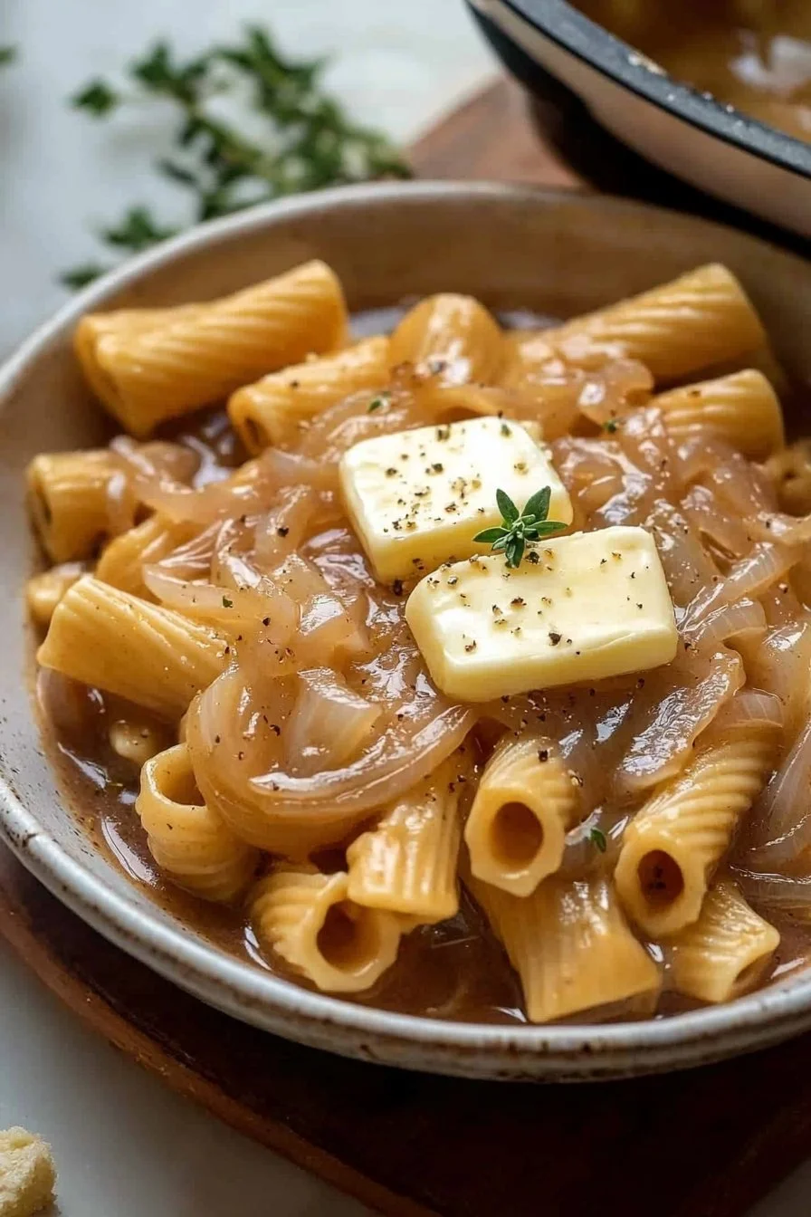 One Pot Cheesy French Onion Soup Pasta