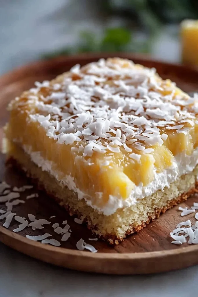 Pineapple Coconut Celebration Cake with fresh pineapple and coconut flakes