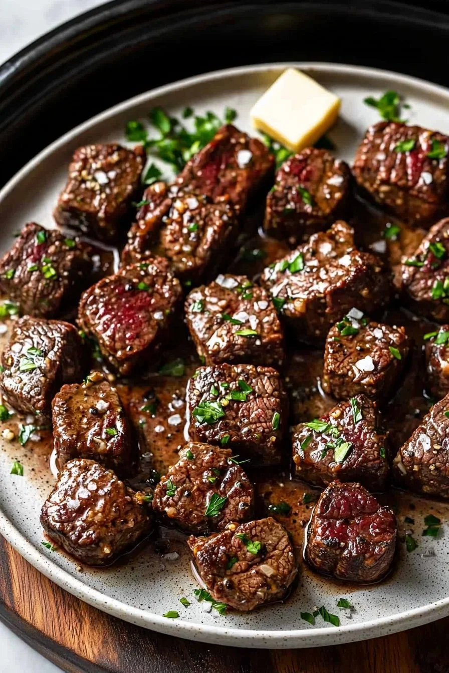 Quick Crock Pot Garlic Butter Steak Bites