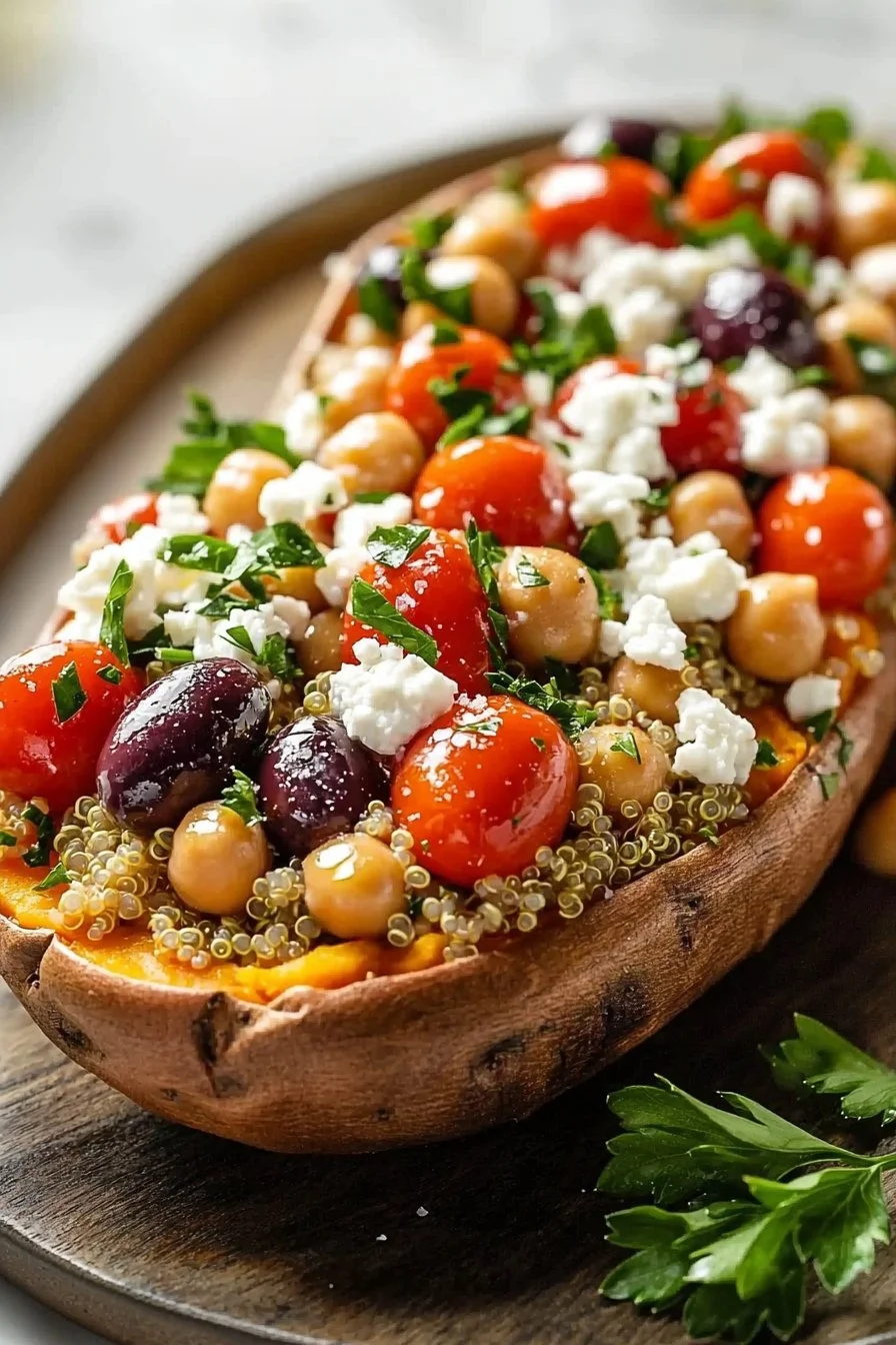 Savory Mediterranean Stuffed Sweet Potatoes