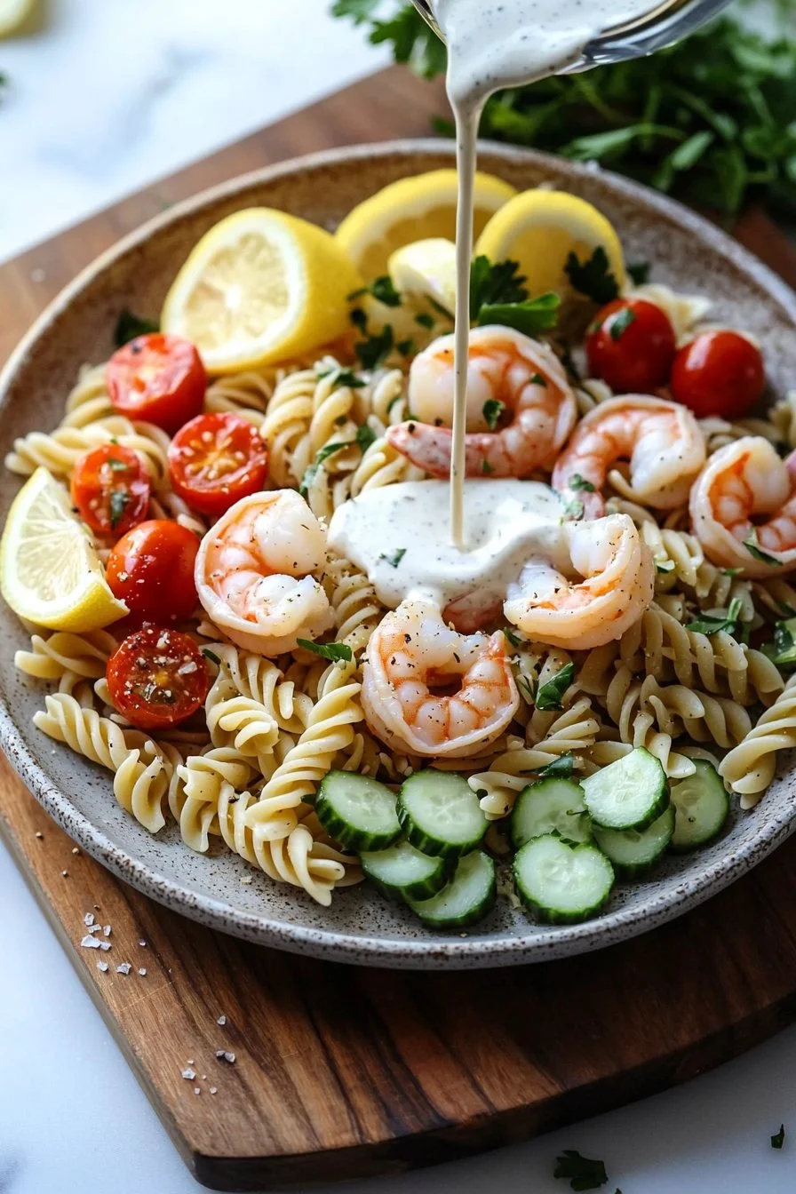 Simple Shrimp Pasta Salad With Ranch Dressing