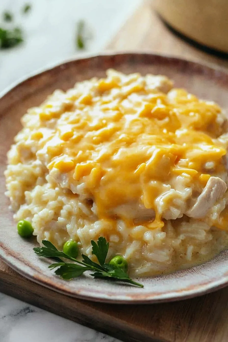 Slow Cooker Cheesy Chicken and Rice