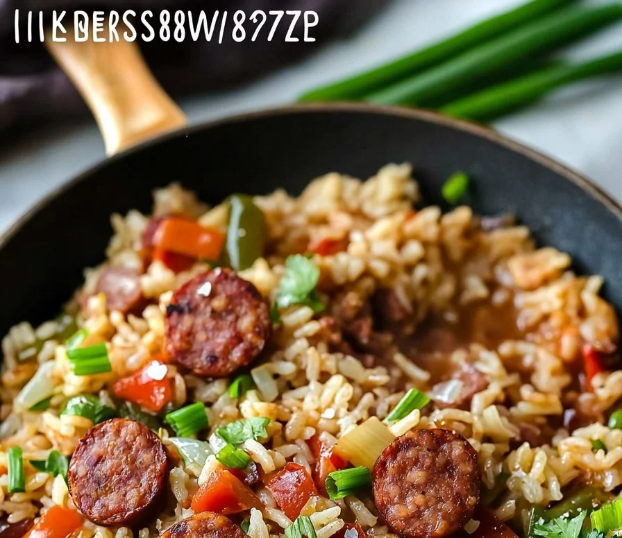 Smoked Beef Sausage Rice Skillet