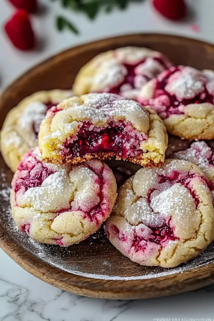Soft and chewy raspberry sugar cookies fresh from the oven