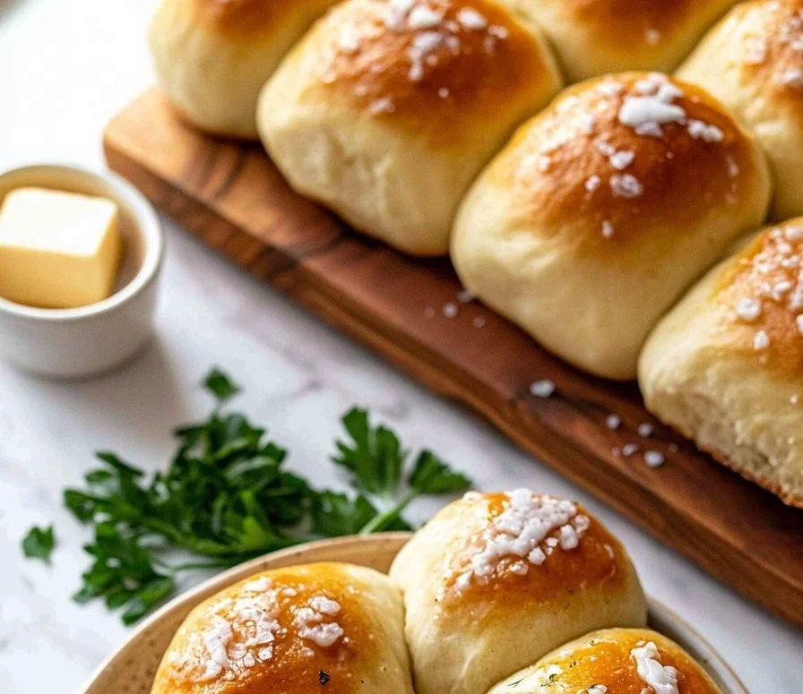 Soft & Fluffy Garlic Butter Dinner Rolls