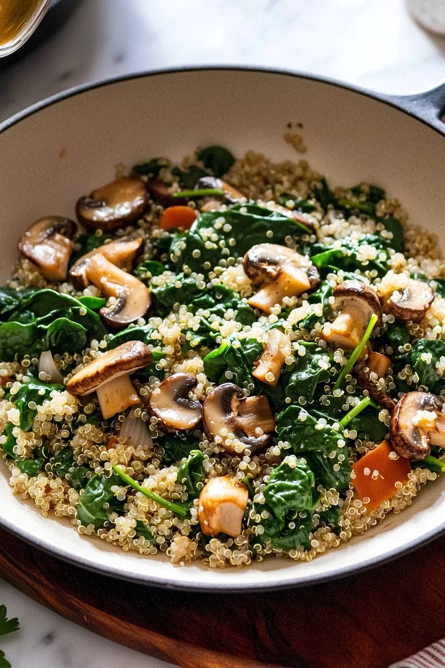 Spinach Mushroom Quinoa Skillet