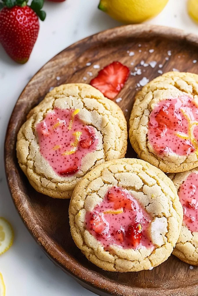Delicious strawberry lemonade cookies with a refreshing taste.