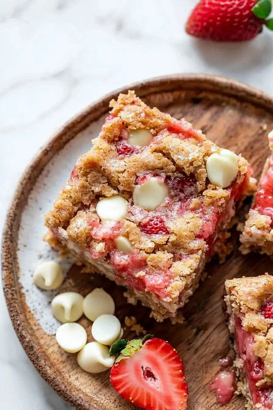 Strawberry White Chocolate Gooey Bars