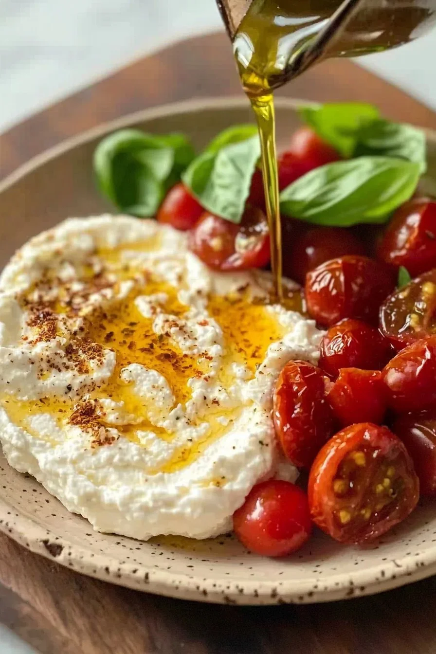 Whipped Honey Ricotta with Saffron Tomato Confit