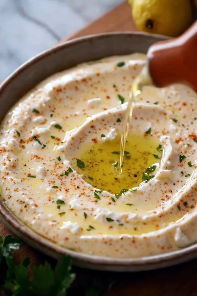 Zesty Greek Feta Dip served in a bowl with fresh vegetables for dipping.