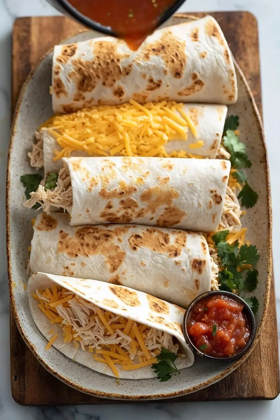 30-Minute Cheesy Chicken Burritos with Rotisserie Chicken