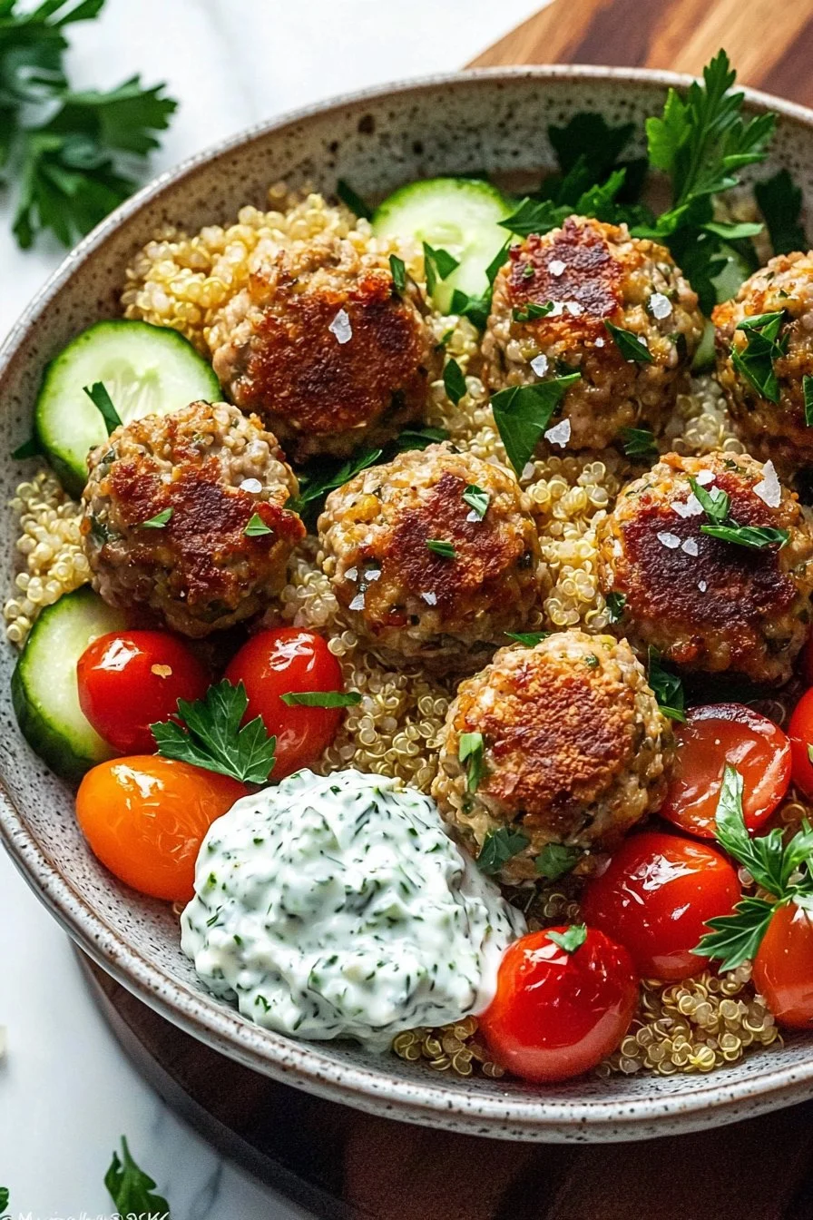 30-Minute Greek Turkey Meatball Bowls