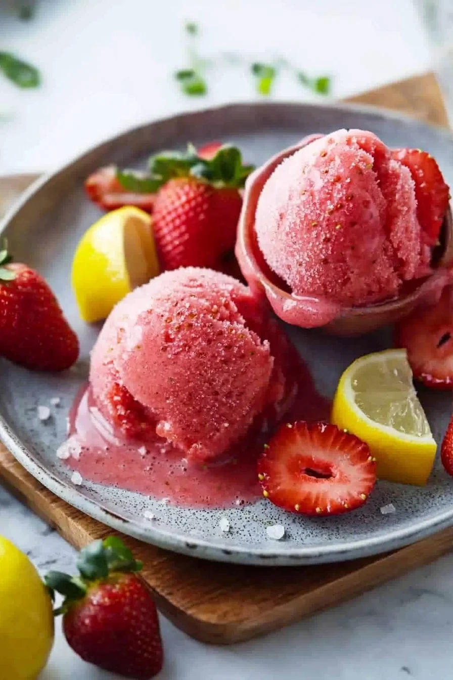 4 Ingredients Strawberry Sorbet