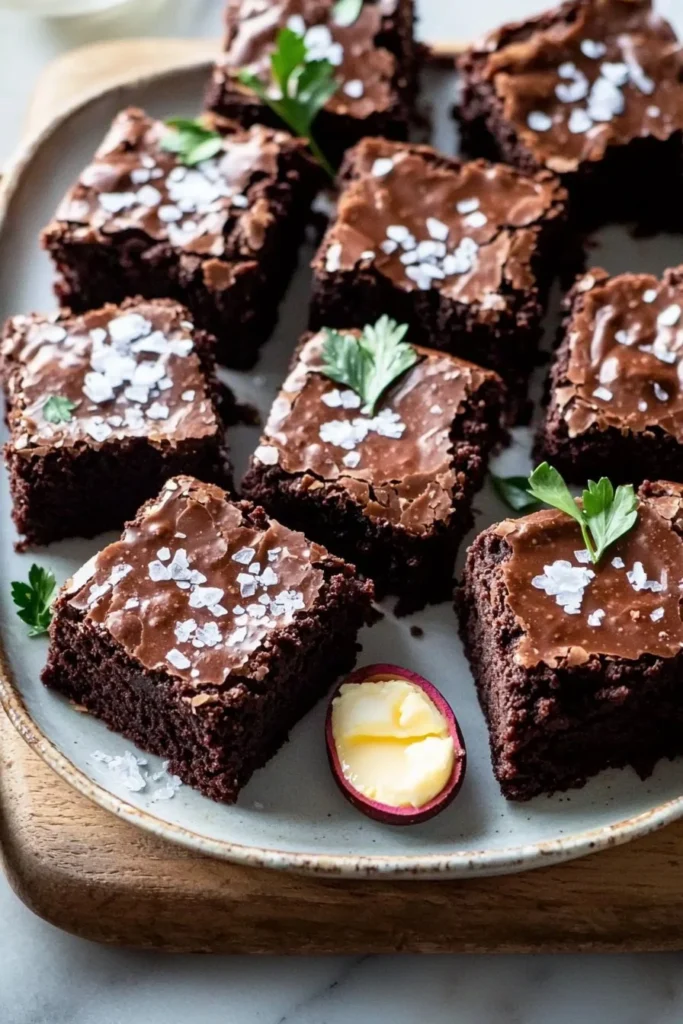 Delicious almond flour chocolate brownies served on a plate.