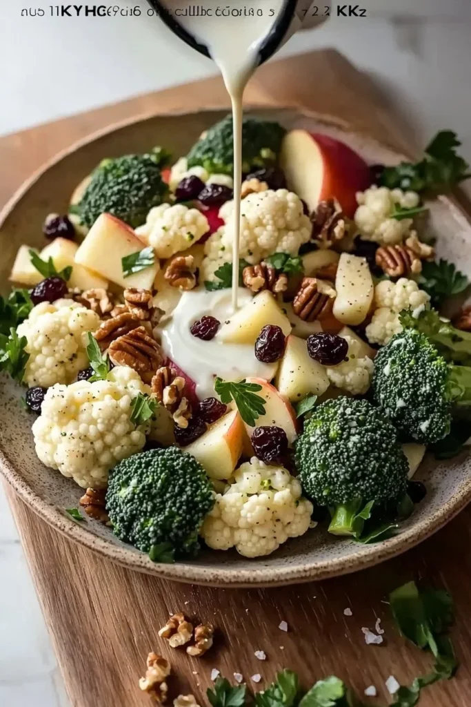 Fresh Apple Broccoli Cauliflower Salad with vibrant colors and healthy ingredients