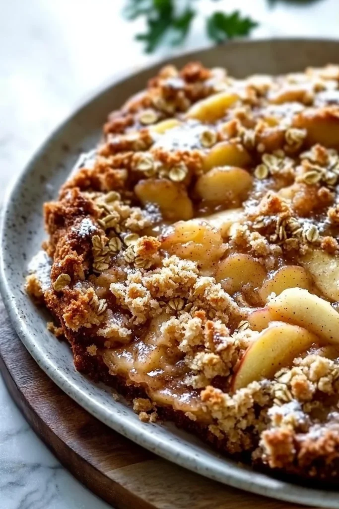 Delicious apple crisp coffee cake with a crunchy topping and apple slices