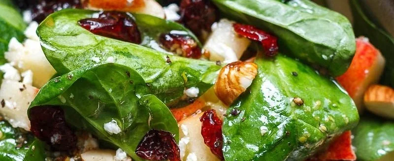 Delicious Apple Feta Spinach Salad with fresh ingredients and dressing