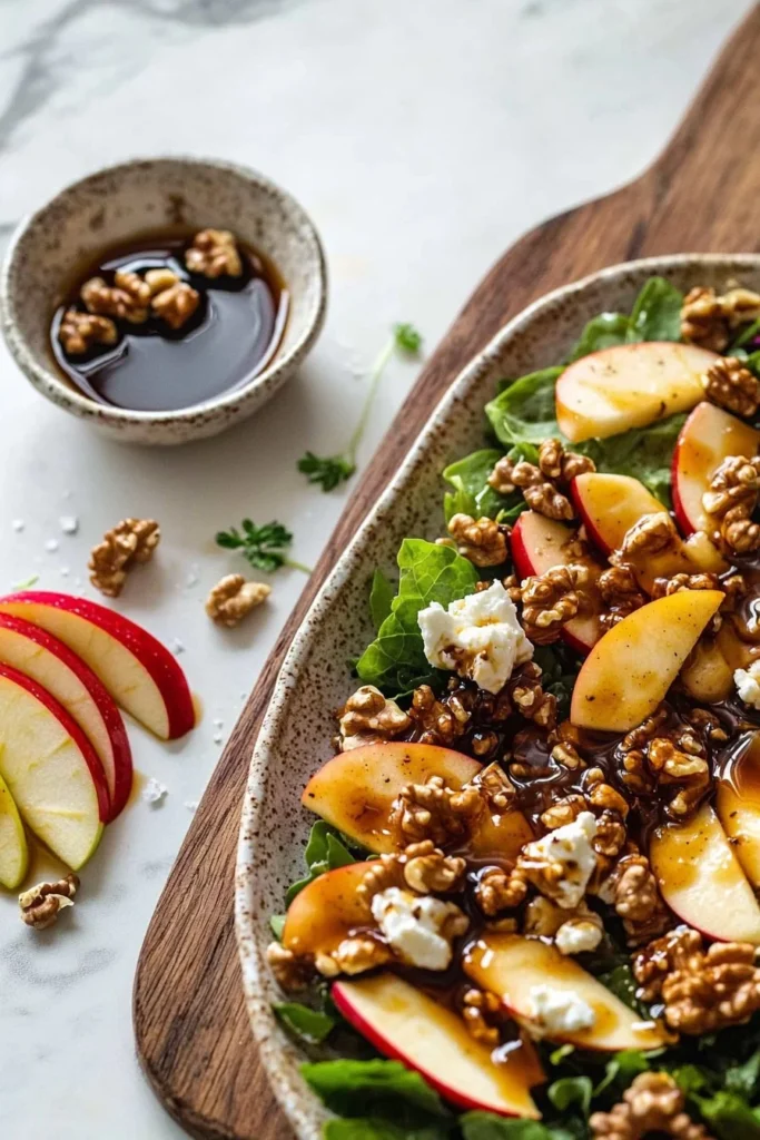 Delicious Apple Walnut Salad with fresh apples and walnuts in a beautiful bowl