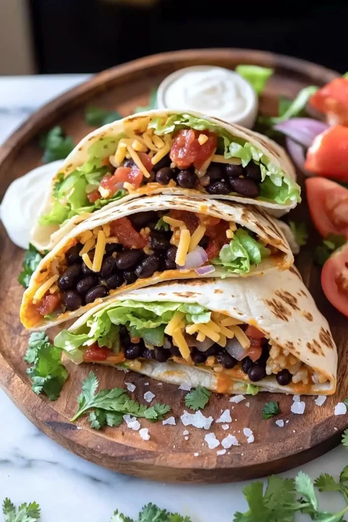 Delicious black bean crunch wrap filled with fresh ingredients and flavorful spices