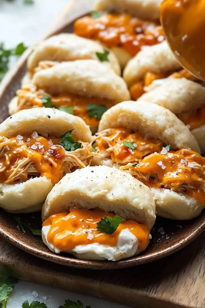 Cheesy Dynamite Chicken Buns filled with cheesy chicken goodness