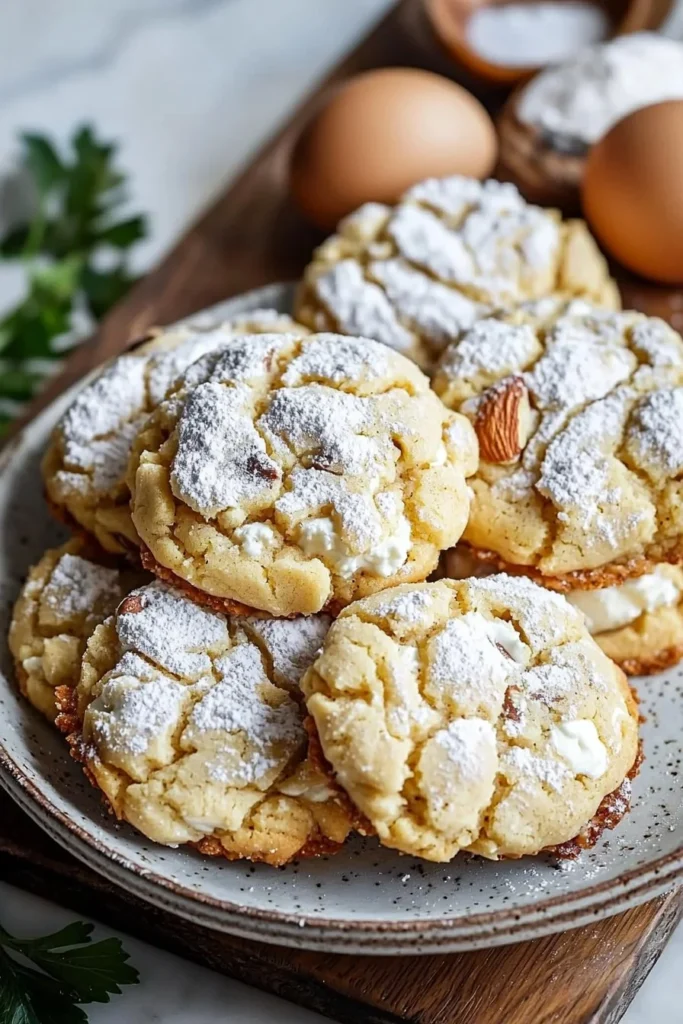 Chewy Italian almond ricotta cookies fresh out of the oven, perfect for dessert.