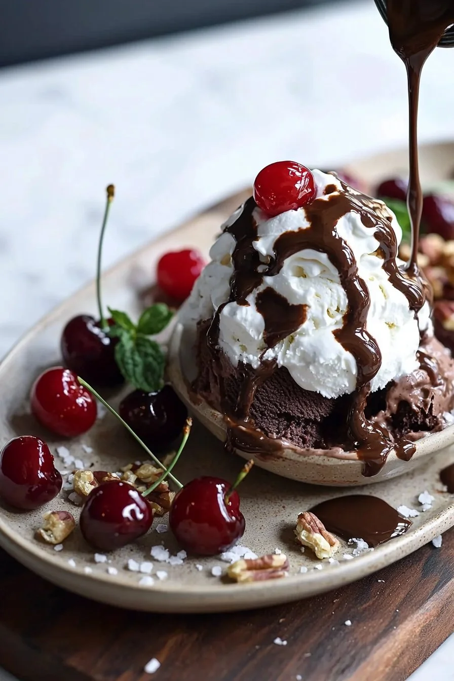 Chocolate Cherry Ice Cream Sundae