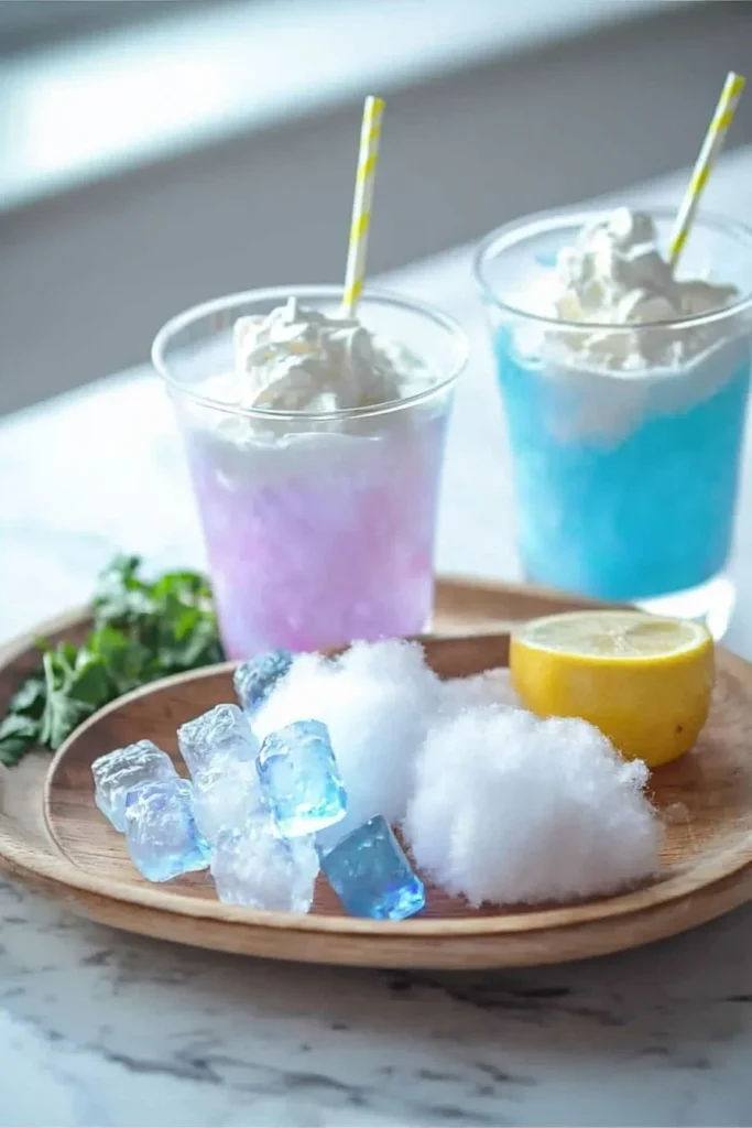 Colorful Cotton Candy Drink served in a festive glass with vibrant swirls.