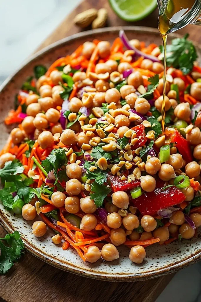 Crunchy Thai Chickpea Salad with vibrant vegetables and fresh herbs