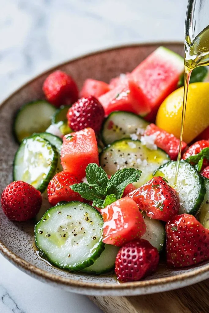 Fresh Cucumber Strawberry Salad with vibrant colors and healthy ingredients