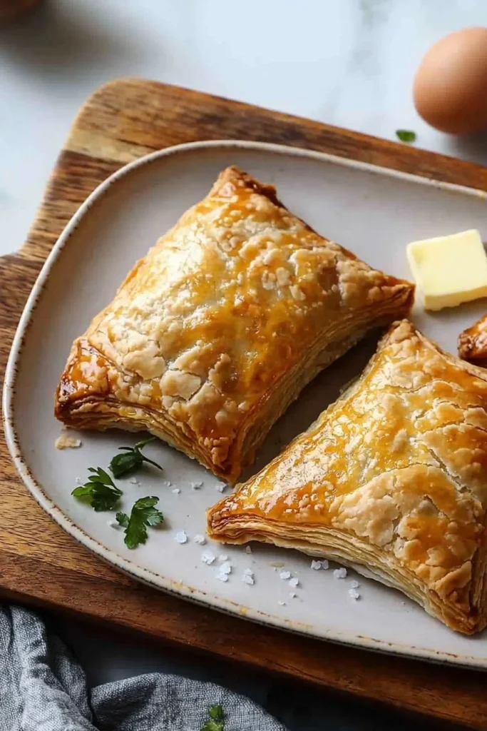 Homemade cheese onion pasties freshly baked and golden brown