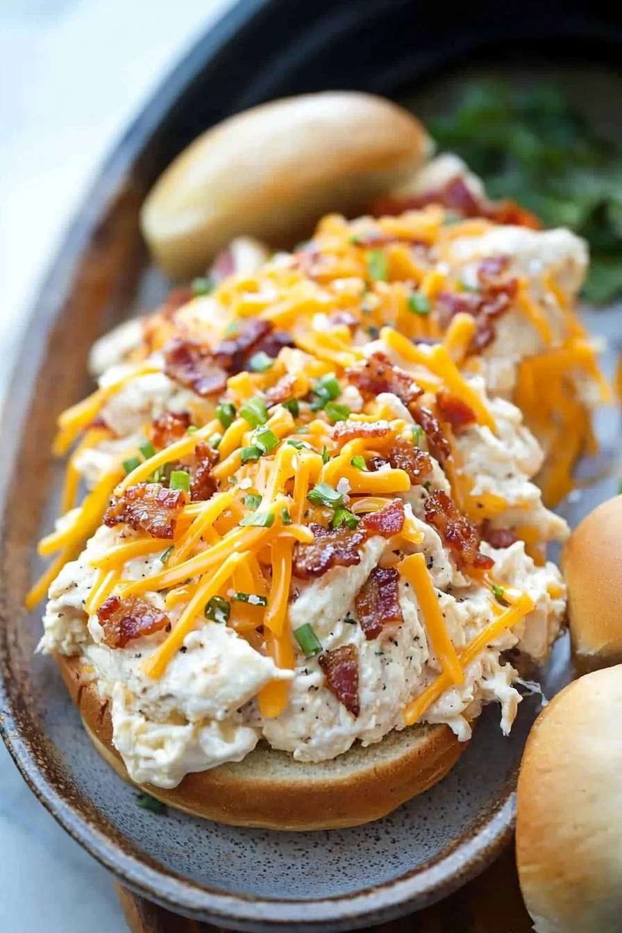 Easy Crockpot Loaded Chicken Sandwiches