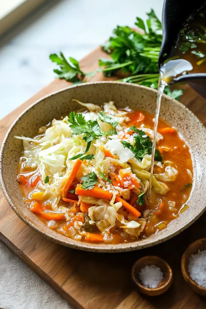 Bowl of easy fermented veggie stew with colorful vegetables and herbs