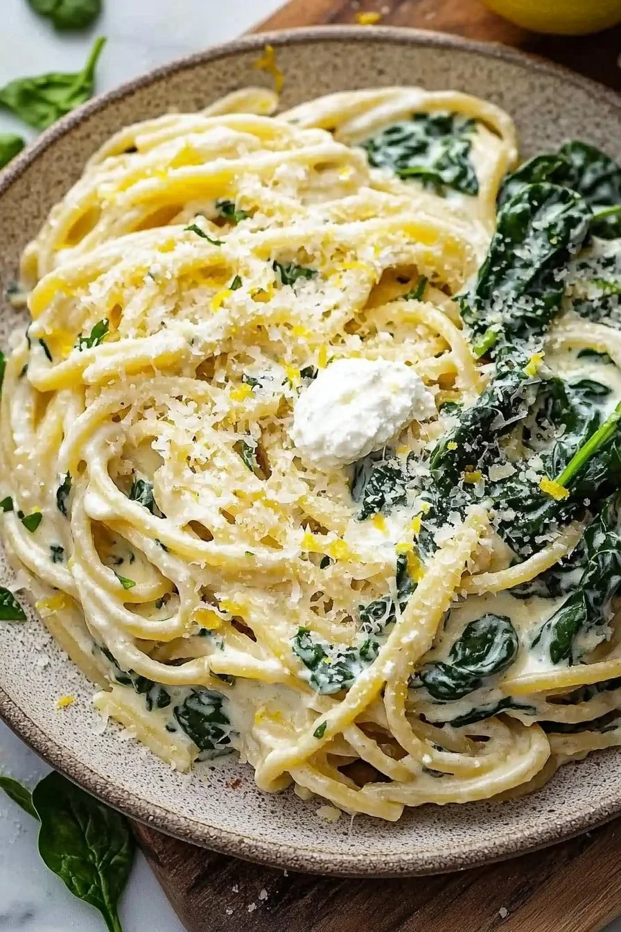 EASY LEMON RICOTTA PASTA & SPINACH
