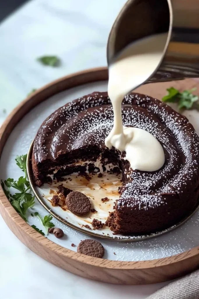 Delicious cookies and cream no bake lava cake ready to serve