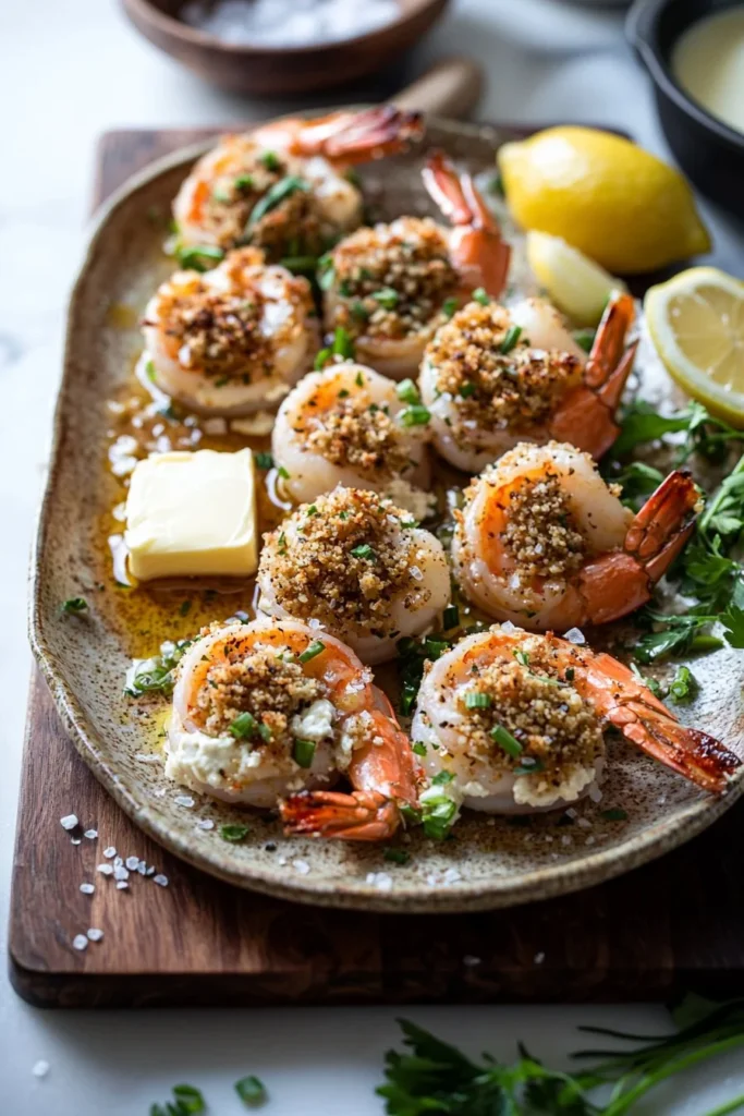 Delicious easy shrimp stuffed shrimp on a plate ready to be served.