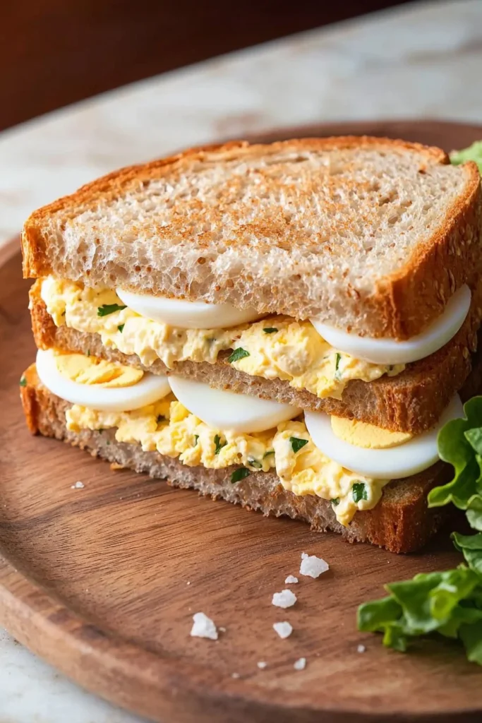 Delicious egg mayo sandwich on a plate