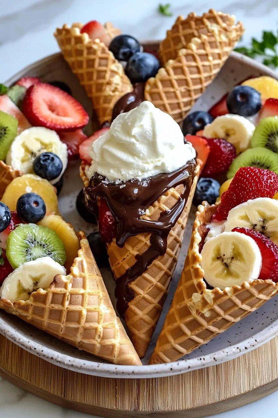 Fruit-Filled Cones with a Chocolate Twist