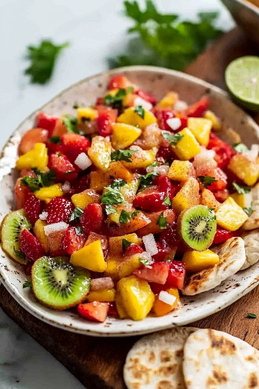 Fruit Salsa with Cinnamon Sugar Pita Chips