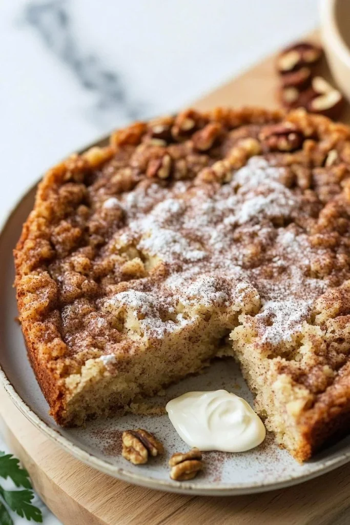 Delicious gluten-free cinnamon coffee cake served on a plate