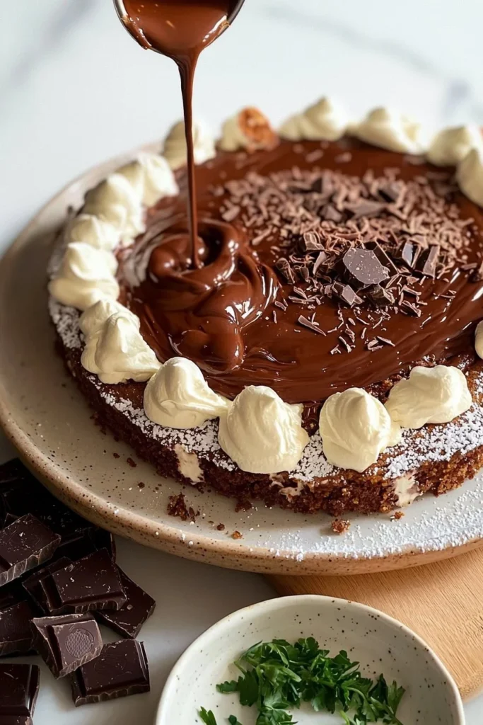 Delicious Hazelnut Wafer Cake with chocolate layers and nuts on top.