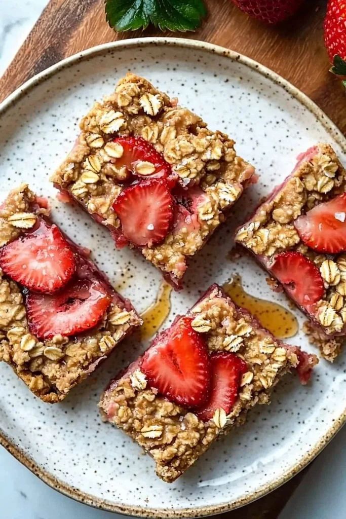 Healthy strawberry oatmeal bars made with fresh strawberries and oats